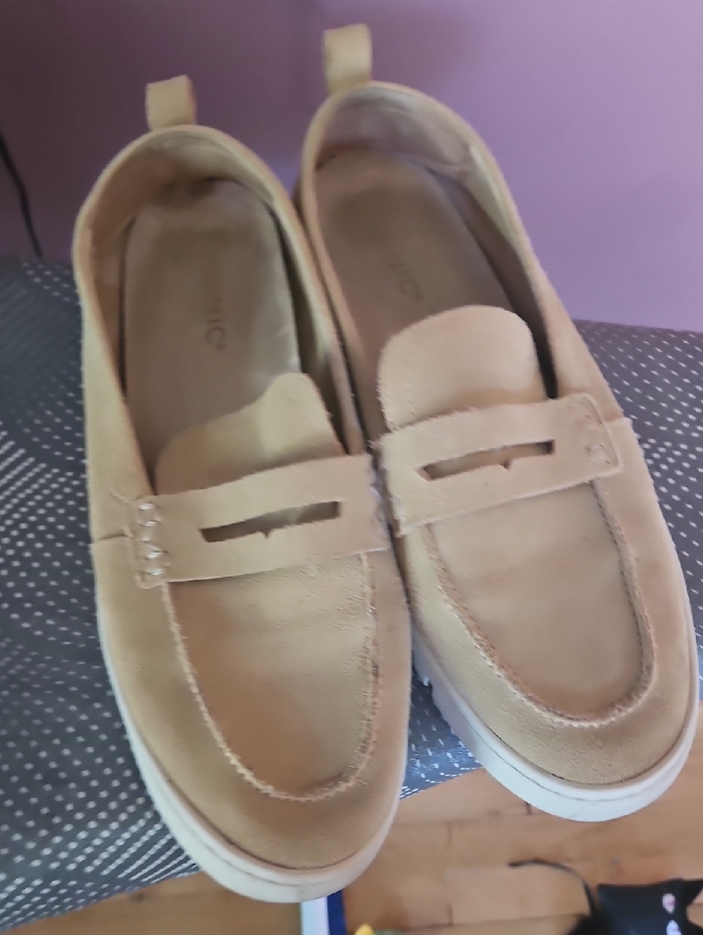 Vionic Beige Suede Penny Loafers for Women - Classic Casual Style